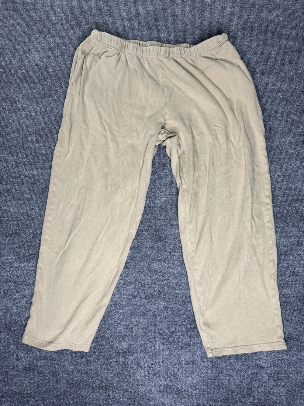 Basic Editions Pants Womens XL Beige Straight Leg Sweatpants Elastic Lounge
